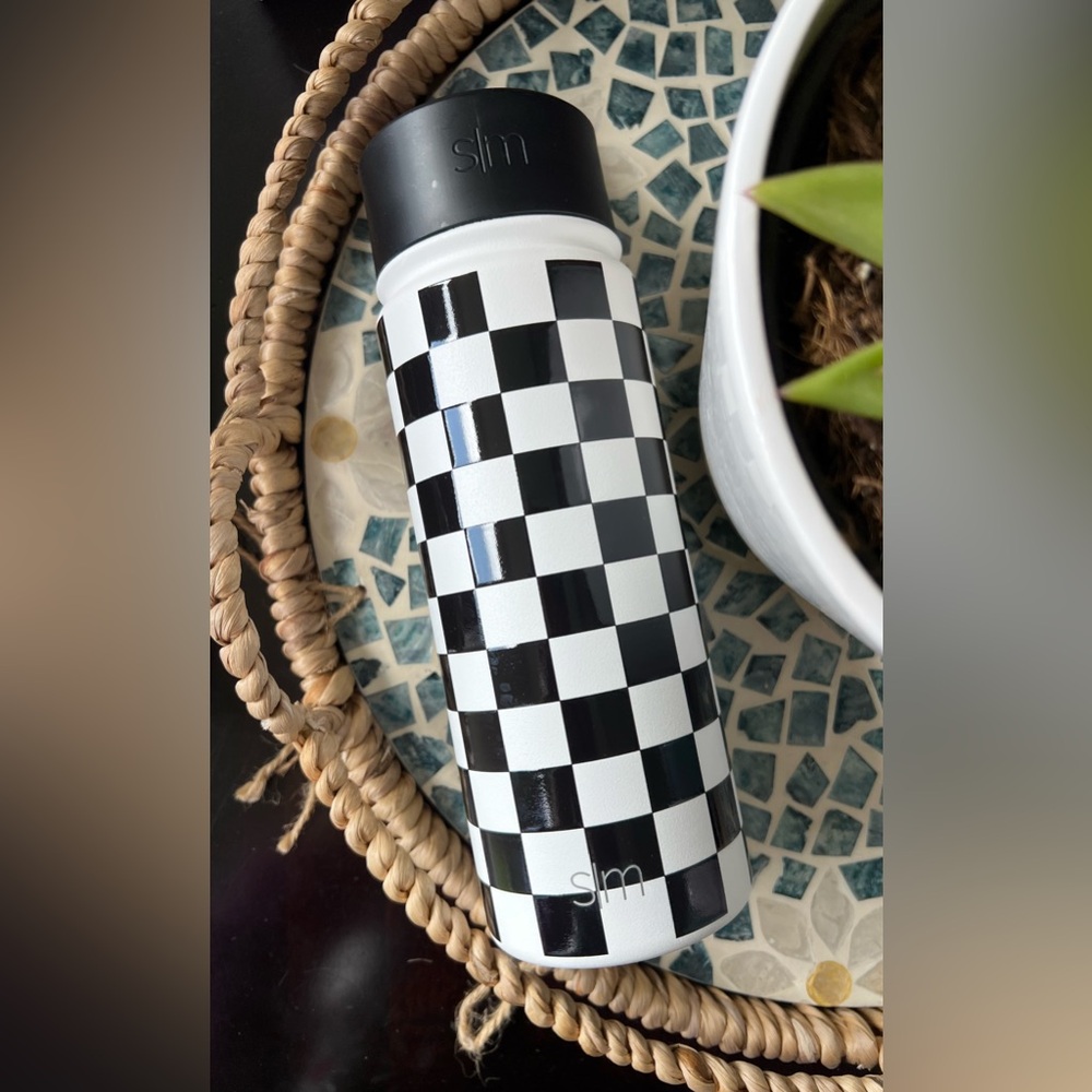 Simple modern Summit Straw Tumbler Black and White Checker Checkmate 16oz